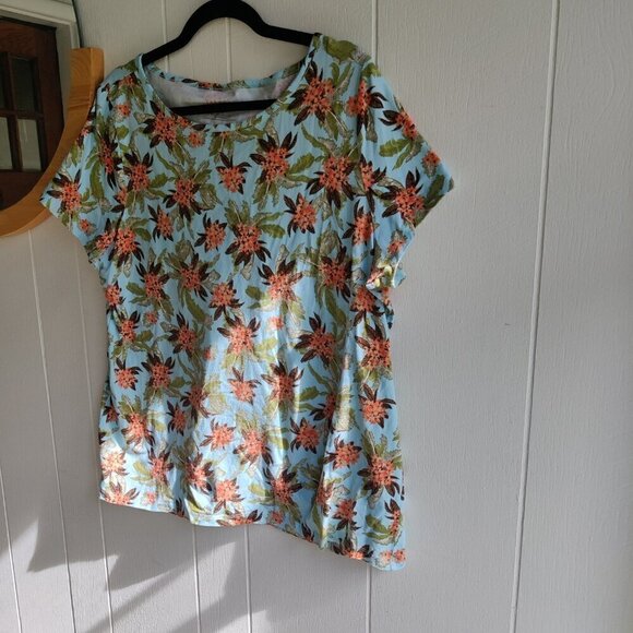 Floral Hawaiian Tee Shirt by Talbots. Ready for BBQ weather, 96% Cotton. XL - Picture 5 of 6